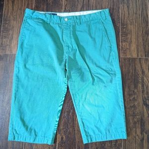 Ralph Lauren Green Chino Shorts Flat Front Mens Size 34